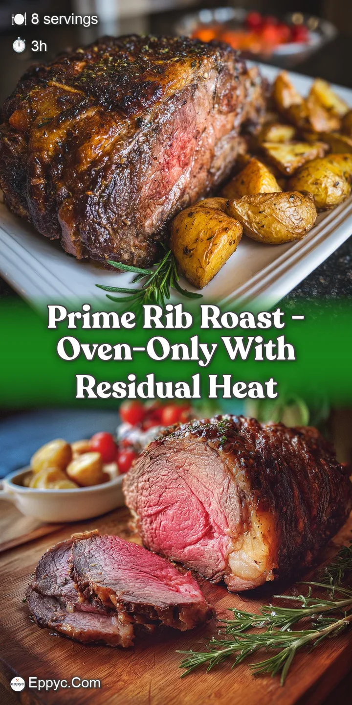 Close-up of rare prime rib slice. Visible fat marbling promises succulence, with a crisp, dark-brown crust and juicy, red ...