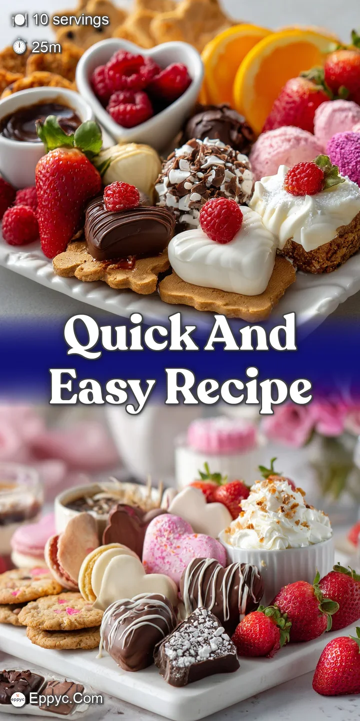 Close-up of heart-shaped chocolates, soft cookies, and colorful candies, creating a tempting and visually appealing desser...