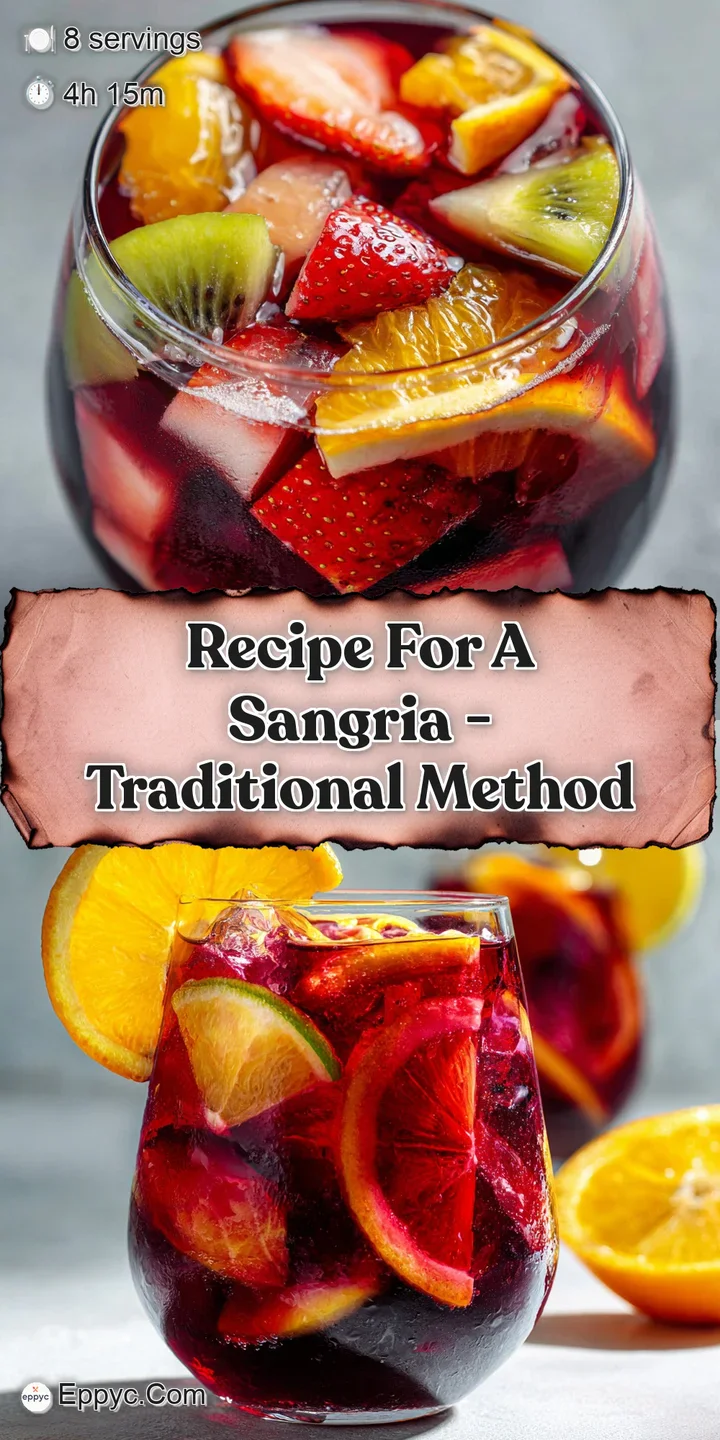 Close-up of refreshing sangria: glistening citrus slices and plump berries swirling in chilled red wine, hinting at fruity...