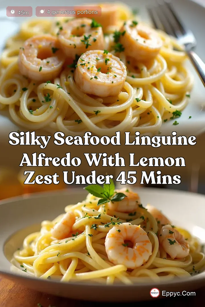 Silky Seafood Linguine Alfredo with Lemon Zest Under 45 Mins