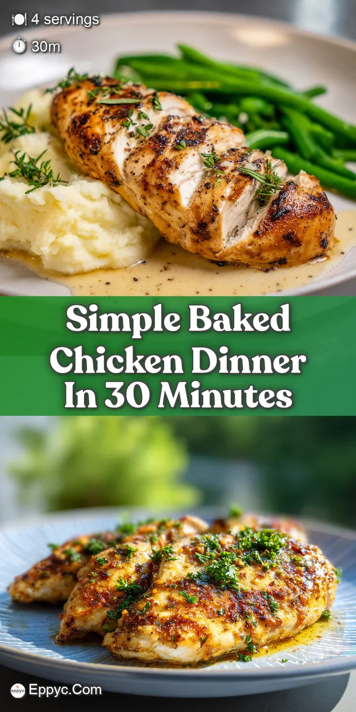 Up-close view of succulent baked chicken, its crispy skin glistening invitingly, alongside tender, colorful roasted vegeta...