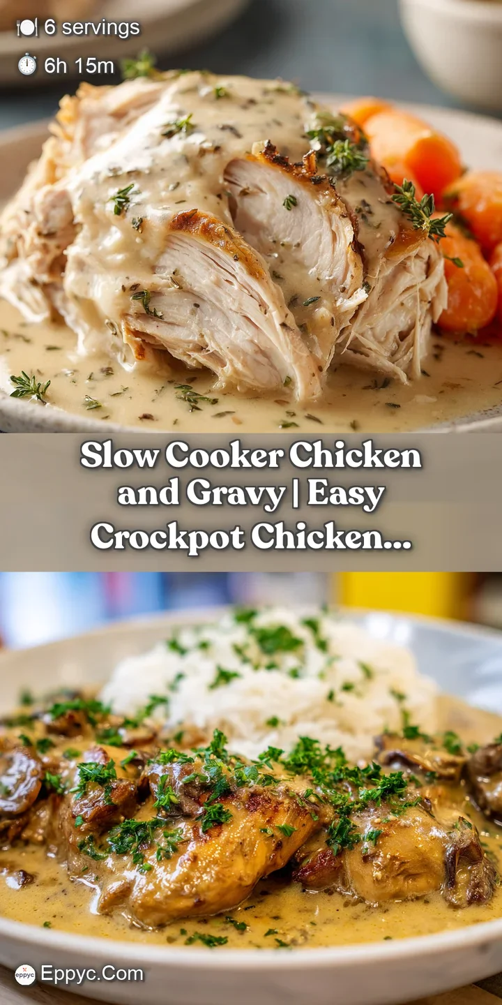 Close-up of succulent, shredded chicken with glistening, savory gravy, promising warmth and comfort.