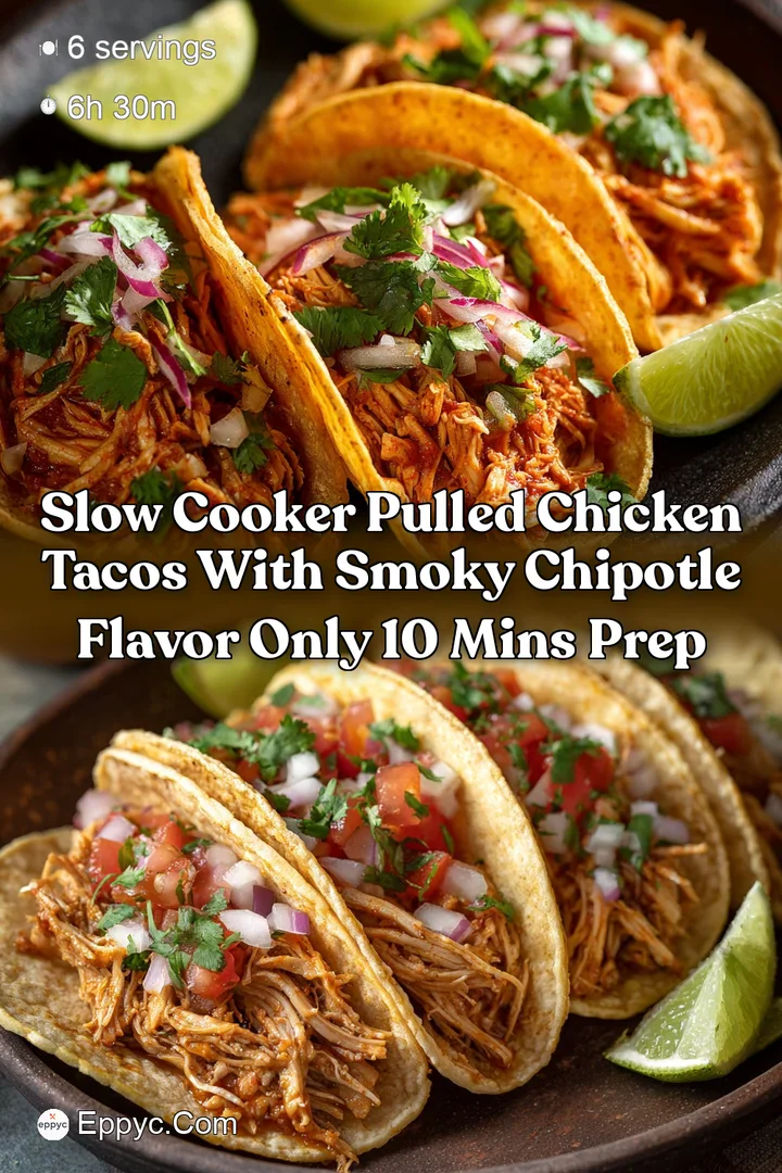Slow Cooker Pulled Chicken Tacos with Smoky Chipotle Flavor Only 10 Mins Prep