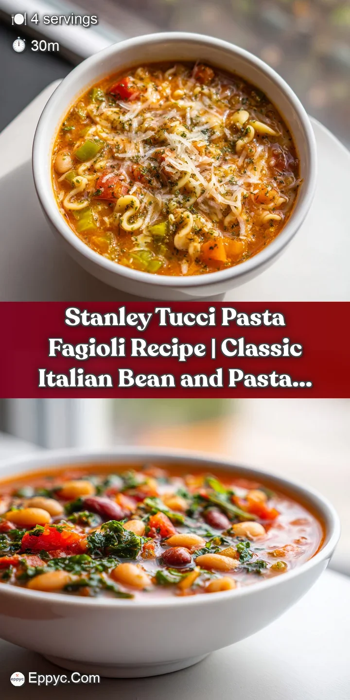 Close-up of creamy pasta fagioli, showcasing tender beans, small pasta shapes, and a vibrant broth.