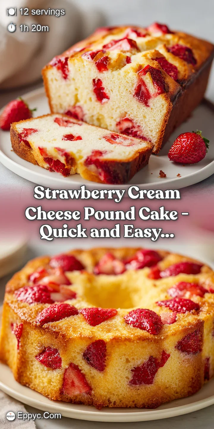 Close-up of a moist golden cake crumb with vibrant strawberry ribbons and a thick layer of smooth white icing.