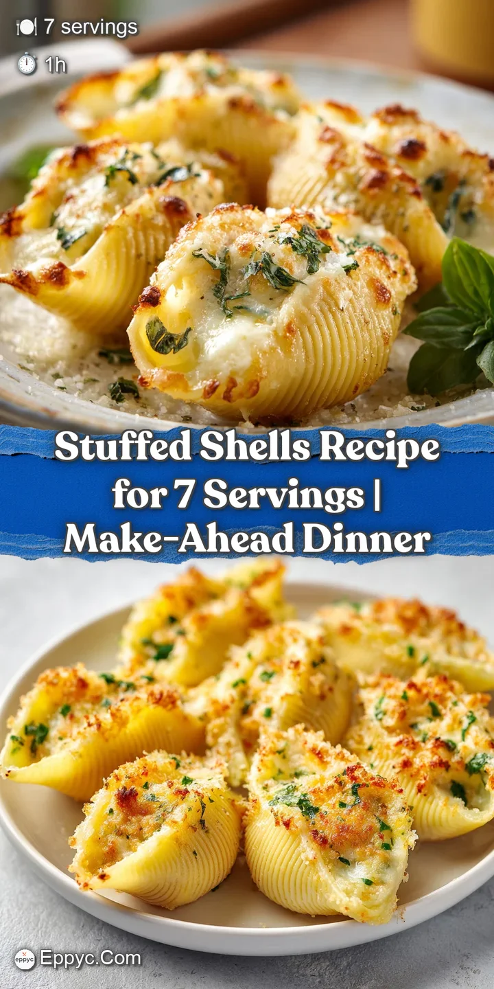 Close-up: Stuffed pasta shell with golden-brown melted cheese, meat filling peeking out, glistening with vibrant tomato sa...