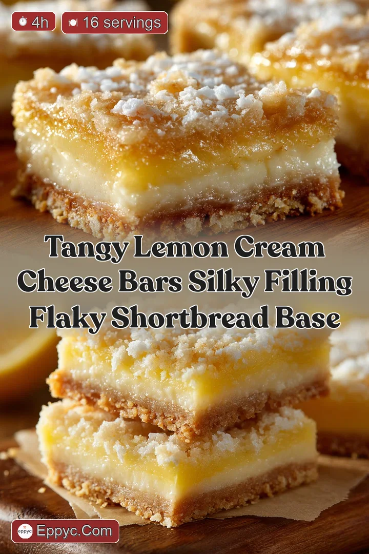Tangy Lemon Cream Cheese Bars Silky Filling Flaky Shortbread Base
