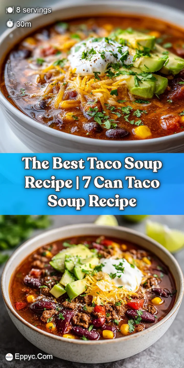 Close-up of rich, meaty taco soup with melted cheese, showcasing the textures of ground beef, beans, and tender vegetables.