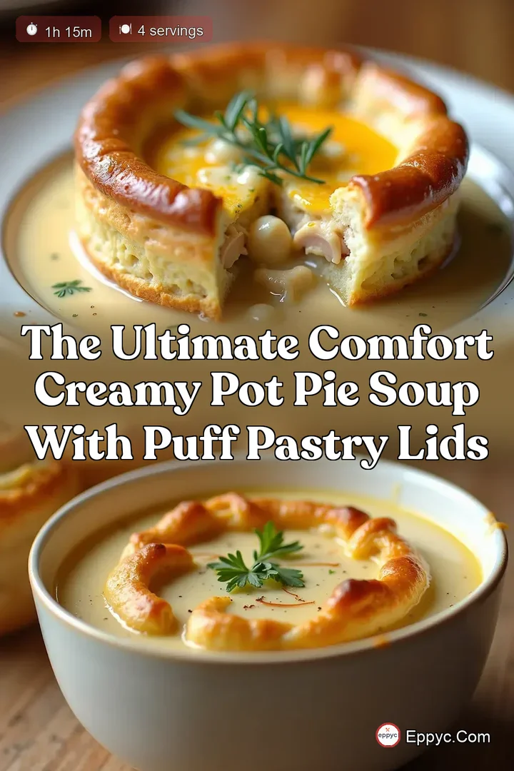 The Ultimate Comfort Creamy Pot Pie Soup with Puff Pastry Lids