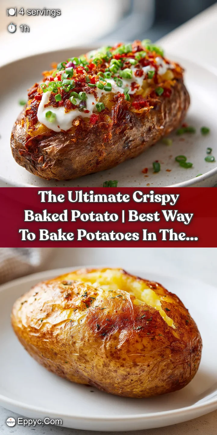 Close-up of a steaming baked potato, its crispy skin glistening and a cloud of soft white potato flesh within.