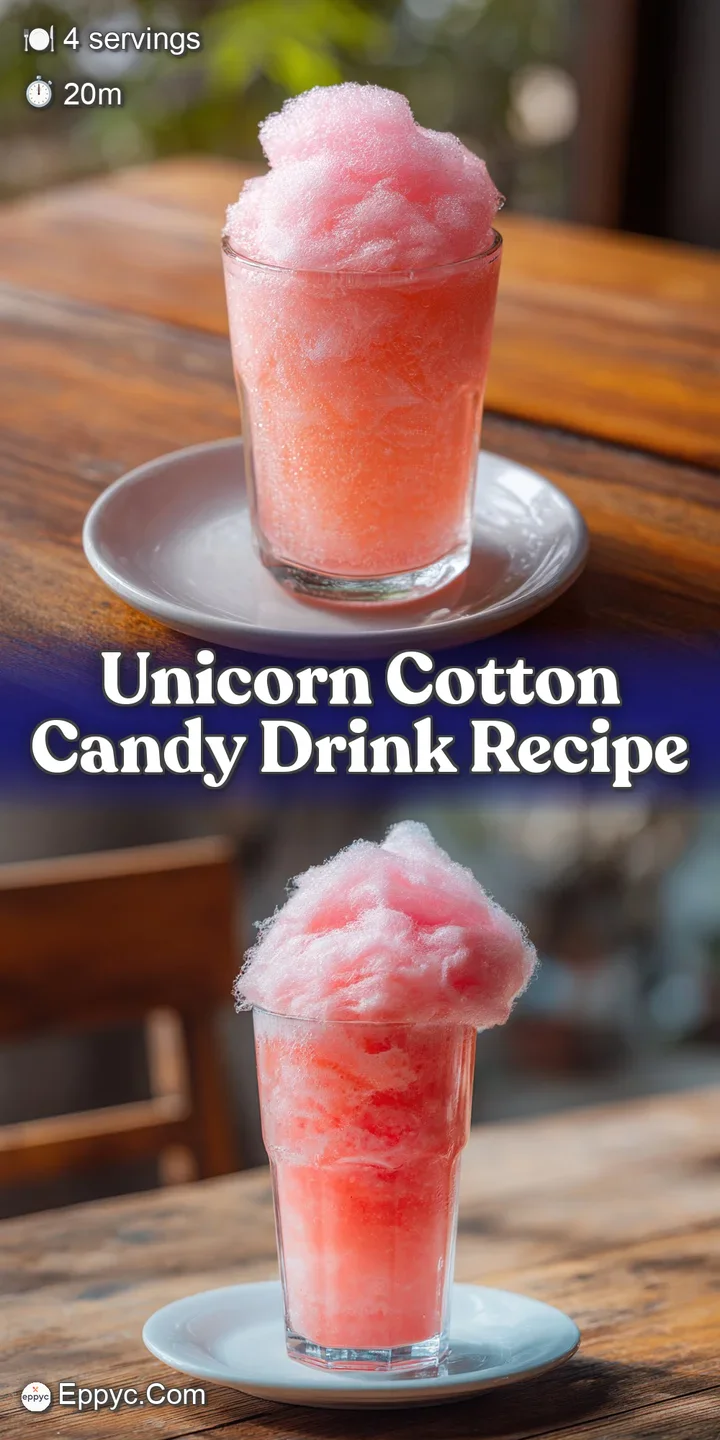 Close-up of pastel pink cotton candy dissolving into the icy lemonade, bubbles rising within a frosted glass.