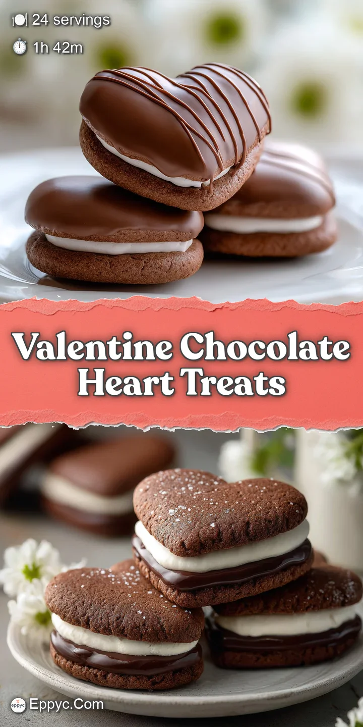 Close-up: glossy dark chocolate heart with shimmering ganache. Crisp edges sprinkled with sparkling red and pink sugars.