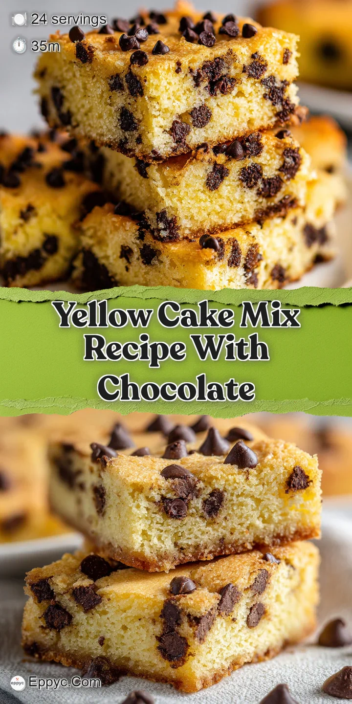 Close-up of a soft, yellow cake with glossy, melted chocolate pieces. Texture invites you to take a bite.