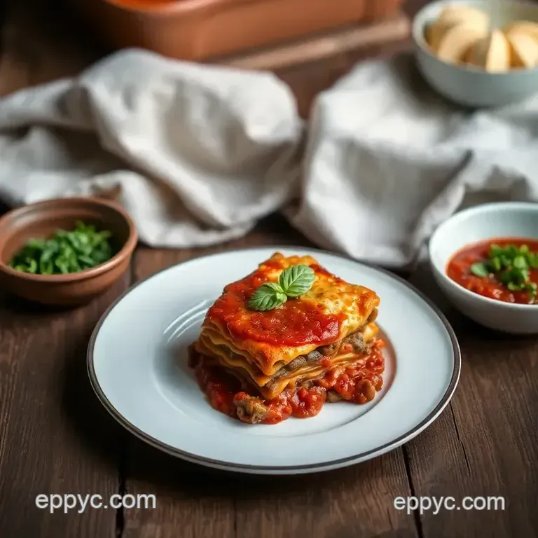 Savory Layers: Classic Beef Lasagna with Rich Tomato Sauce presentation