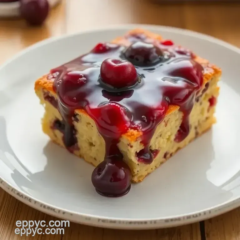 Delightful Cherry Cake with Sweet Cherry Compote presentation