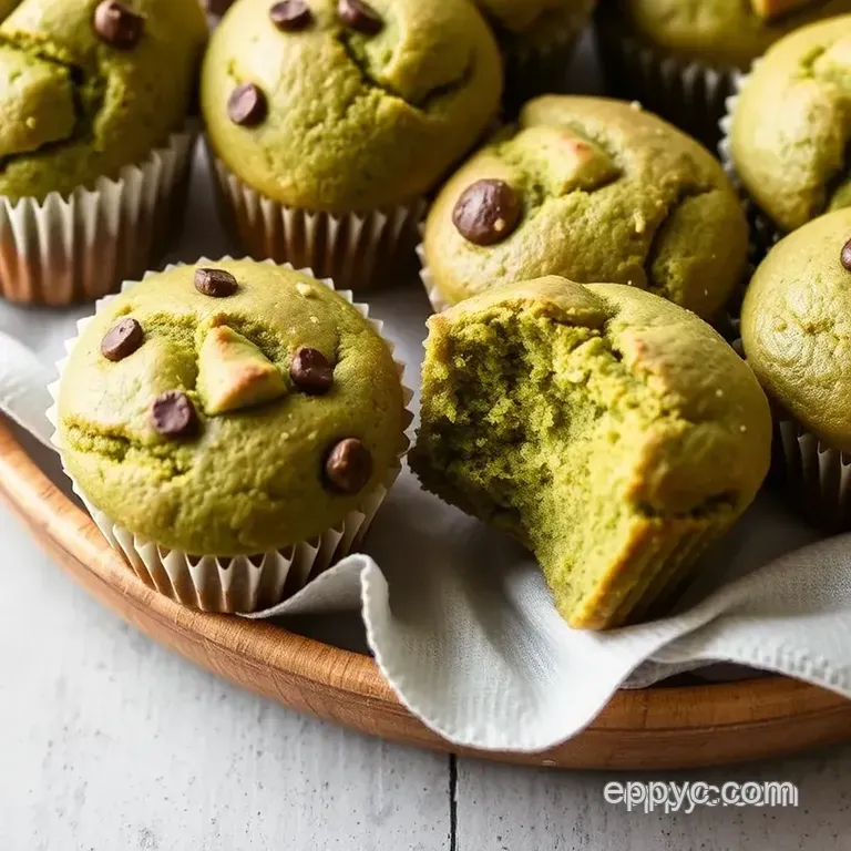 Fluffy Matcha Muffins with Almond Flour presentation