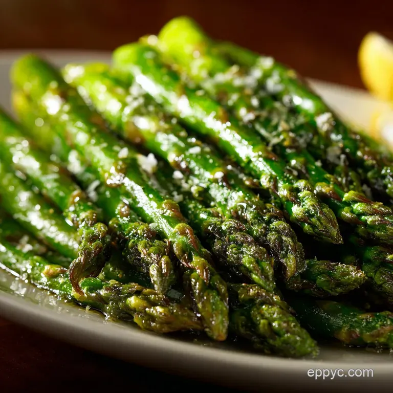 Baked Asparagus Recipe: Sunshine Spears with Lemon and Parmesan presentation