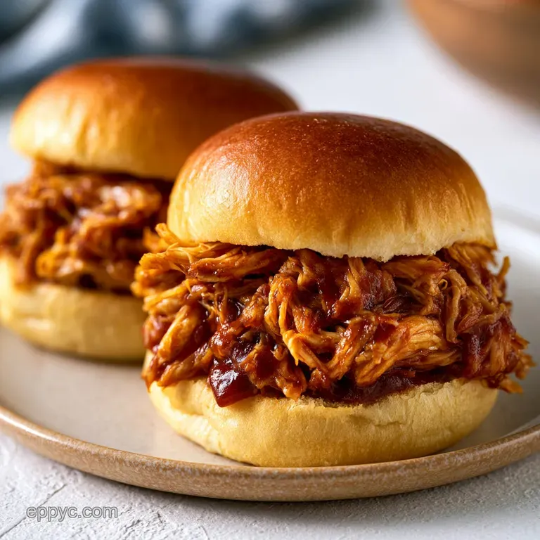 Three mini sandwiches on a rustic board with colorful coleslaw and a side of glossy, dark mahogany dipping sauce.