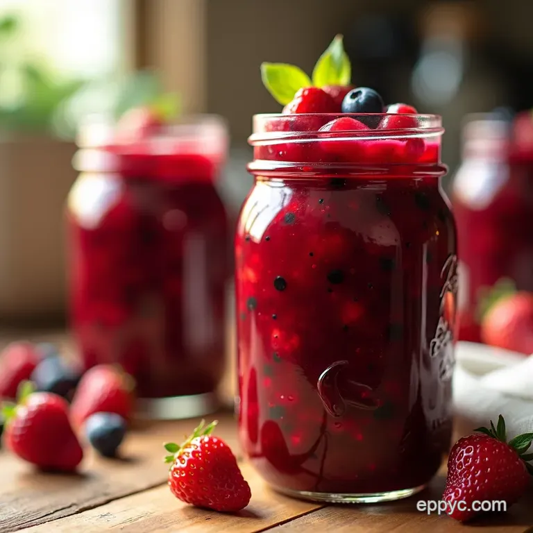 Berry Blast Freezer Jam Nocook Summer in a Jar presentation