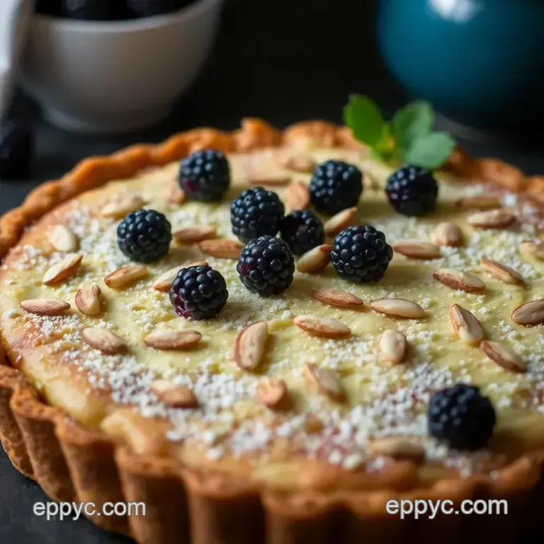 Blackberry and Almond Frangipane Tart presentation
