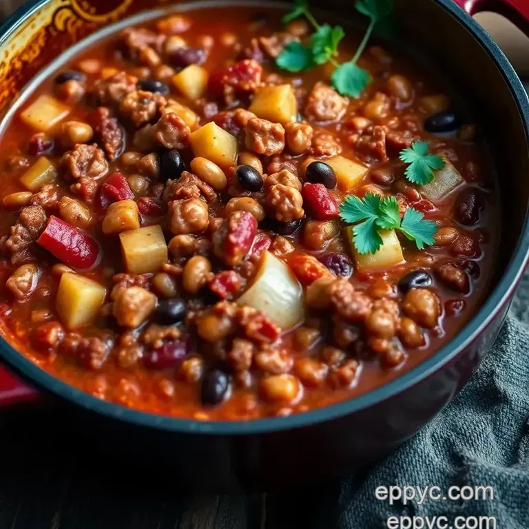 Hearty Campfire Chili with Ground Beef presentation