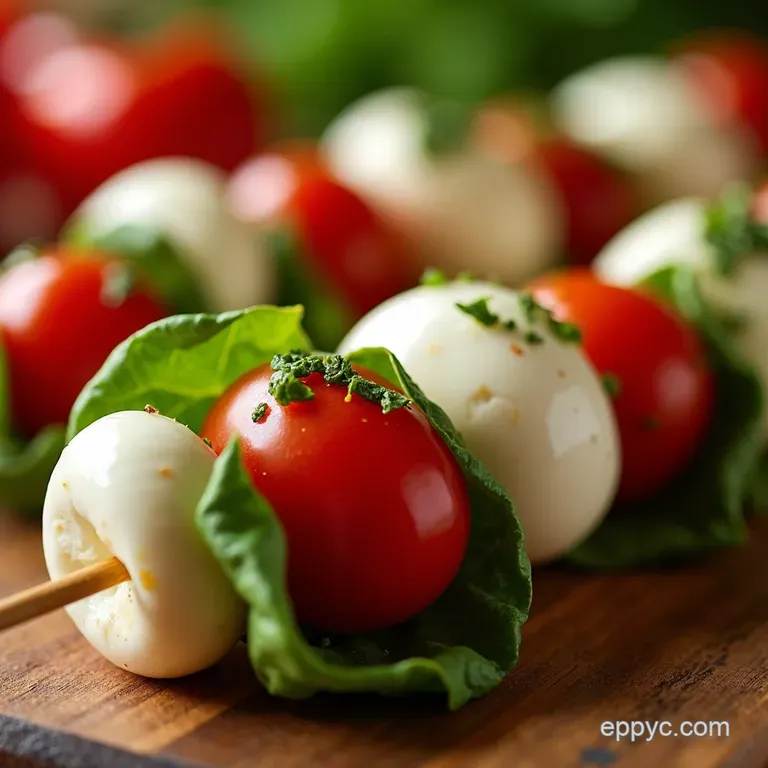 Caprese Skewers with Balsamic Glaze presentation
