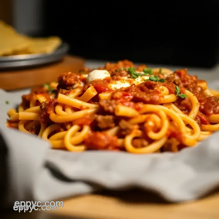 Cheesy Baked Ziti with Ricotta and Hearty Meat Sauce presentation