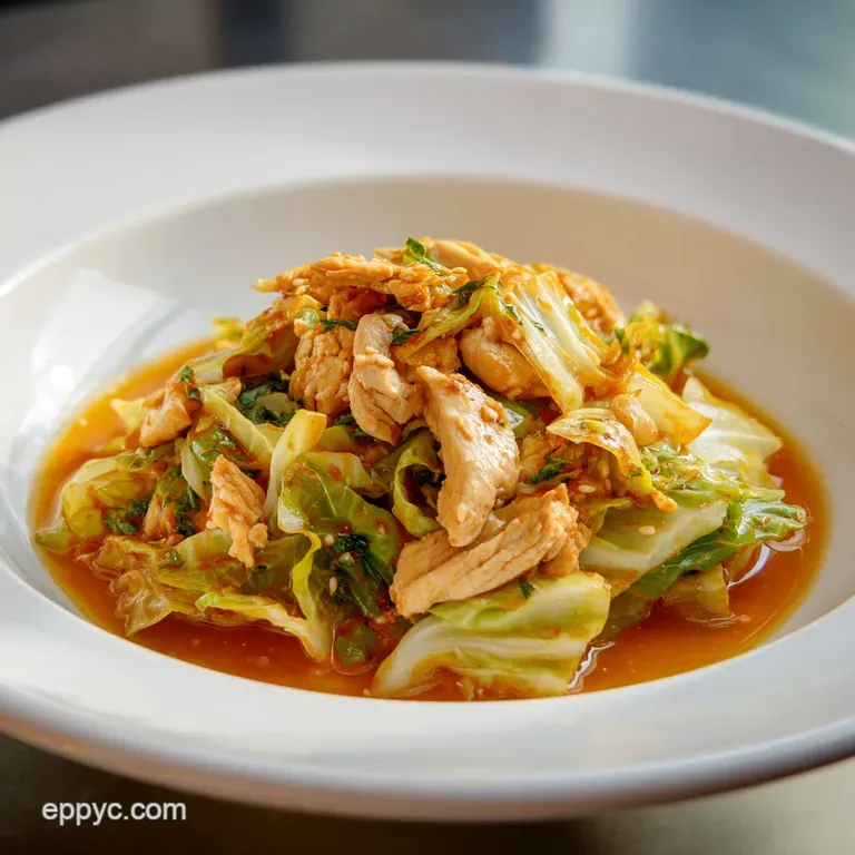 Egg Roll Bowl with Chicken and Cabbage and Sesame Sauce