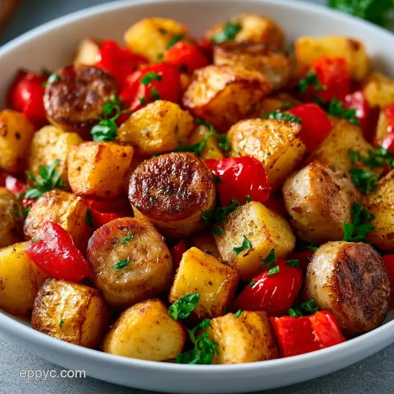 One-Pan Chicken Sausage Breakfast Hash