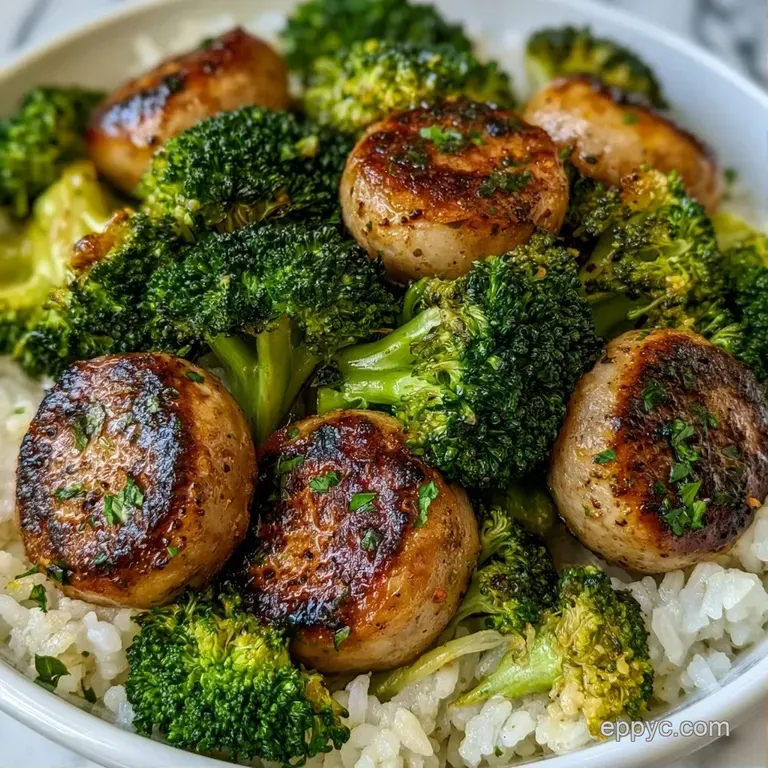 Neatly arranged meal prep containers filled with fluffy rice, charred sausage, and a rainbow of roasted vegetables.