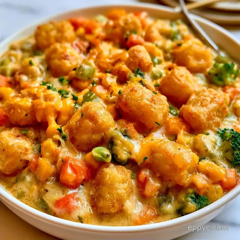 Healthier Cheesy Chicken Tater Tot Casserole