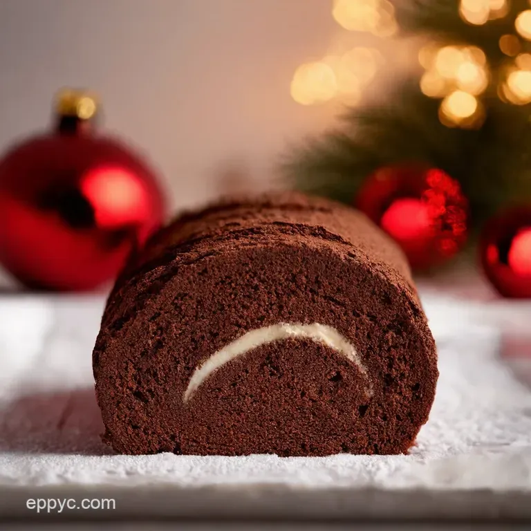 Chocolate Chestnut Yule Log with Candied Cranberries