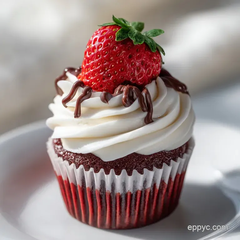 Chocolate Covered Strawberry Cupcake with Vanilla Frosting