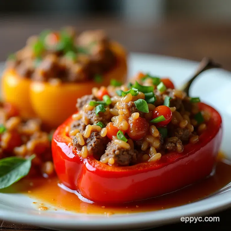 The Perfect Bake Classic Beef and Rice Stuffed Peppers