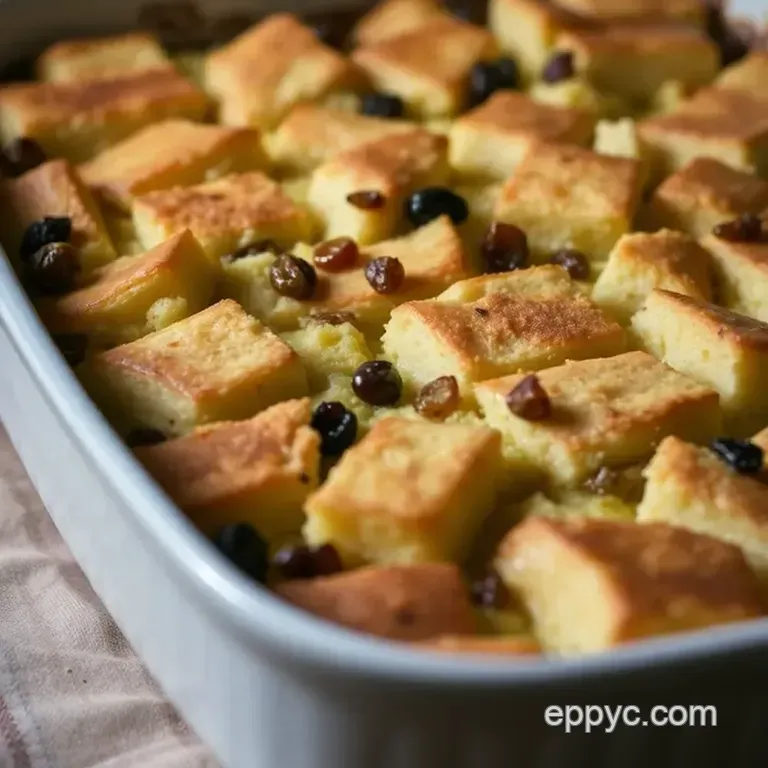 Classic British Bread and Butter Pudding with a Touch of Spice presentation
