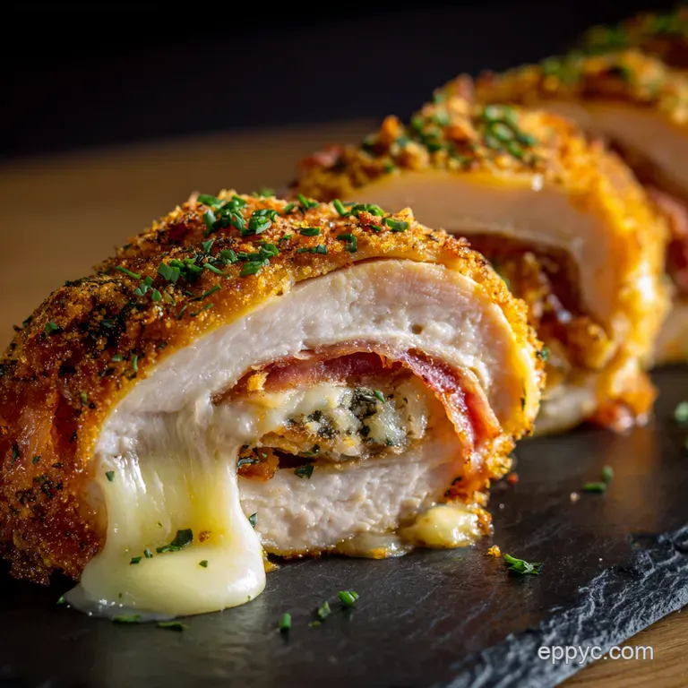 Classic Chicken Cordon Bleu with a Crispy Panko Crust presentation