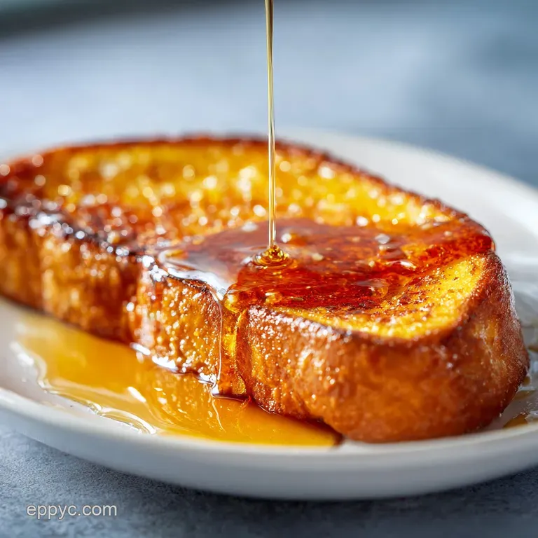Elegant french toast plated with whipped cream and ripe strawberries, steam rising, inviting warmth and flavor.