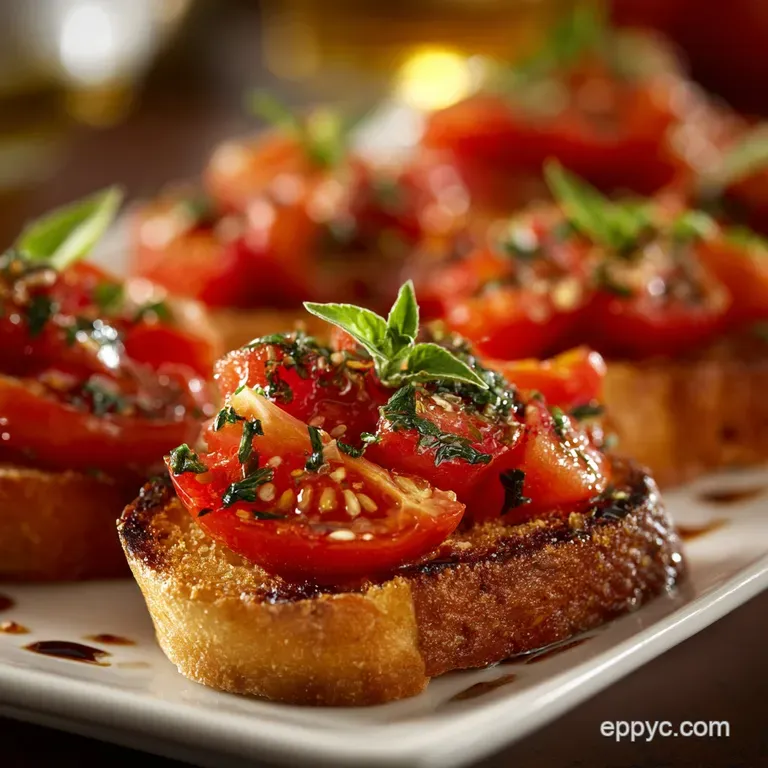 Tomato Bruschetta: the Classic Italian Summer Essential Recipe presentation
