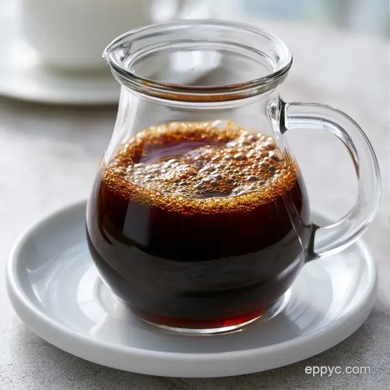 Several glass jars of deep brown coffee arranged on a white marble counter beside a pile of roasted beans.
