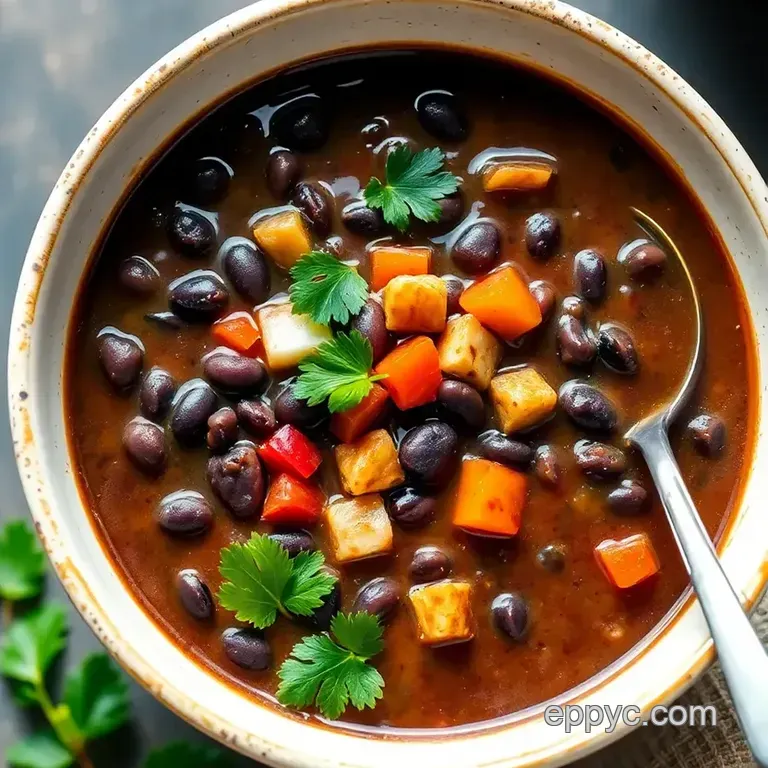 Flavorful & Healthy Easy Black Bean Soup presentation