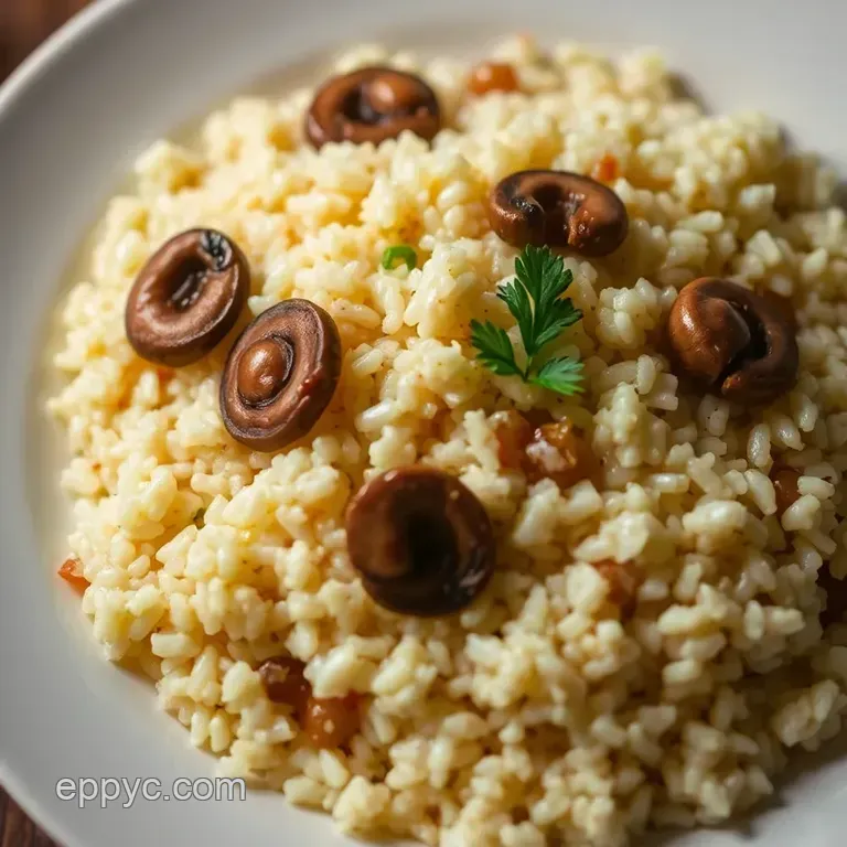 Creamy Arborio Risotto with Mushrooms and Parmesan presentation