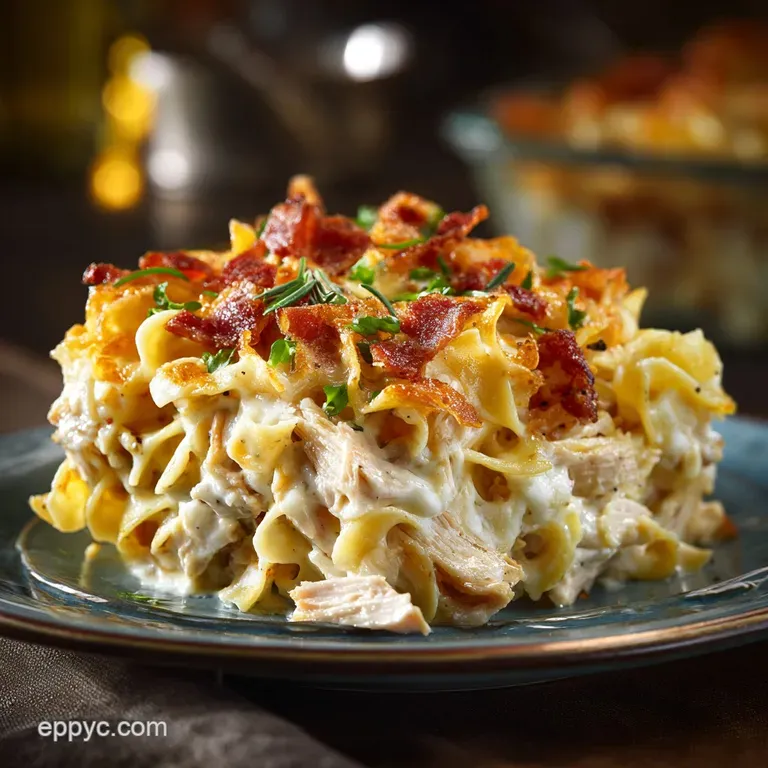 The Ultimate Creamy Chicken and Egg Noodle Bake