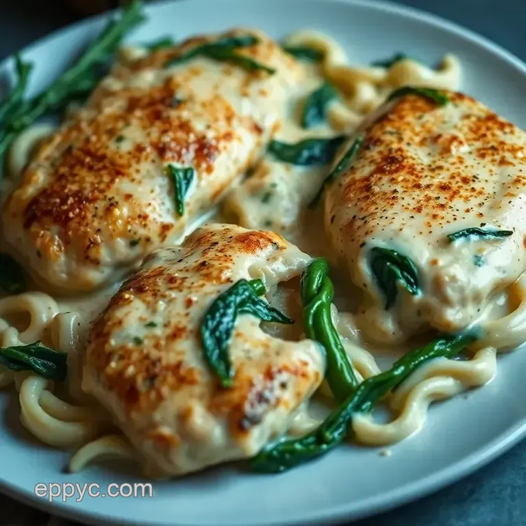 Creamy Chicken Florentine with Spinach and Parmesan presentation