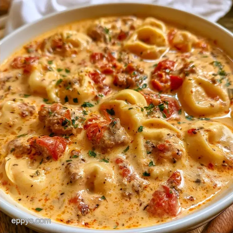 Creamy Crockpot Tortellini Soup with Sausage