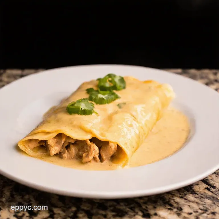 Creamy Dreamy Chicken Enchiladas with White Sauce presentation