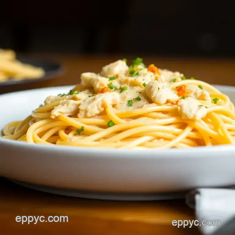 Creamy Dreamy Chicken Spaghetti presentation