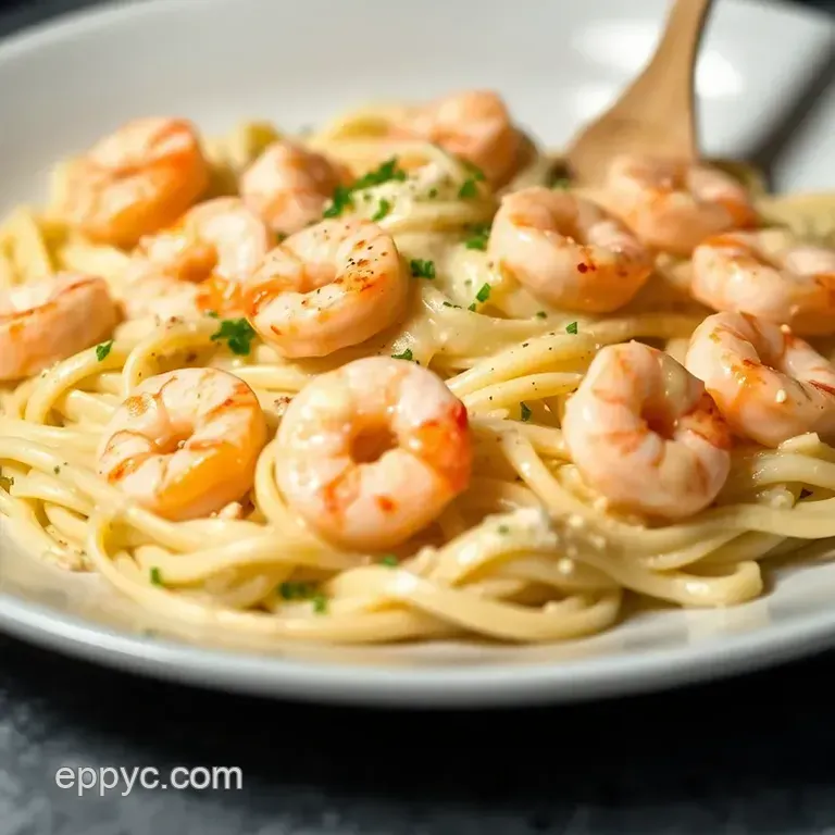 Creamy Dreamy Shrimp Alfredo presentation