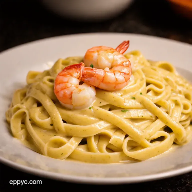 Creamy Dreamy Shrimp Fettuccine Alfredo presentation