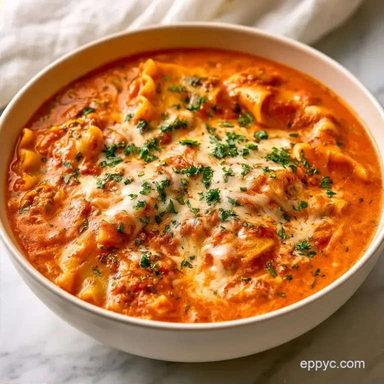 Creamy Lasagna Soup Crockpot with Chicken Thighs
