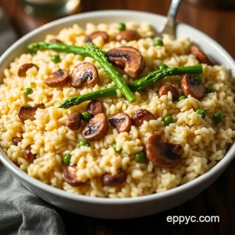 Creamy Mushroom and Asparagus Risotto presentation